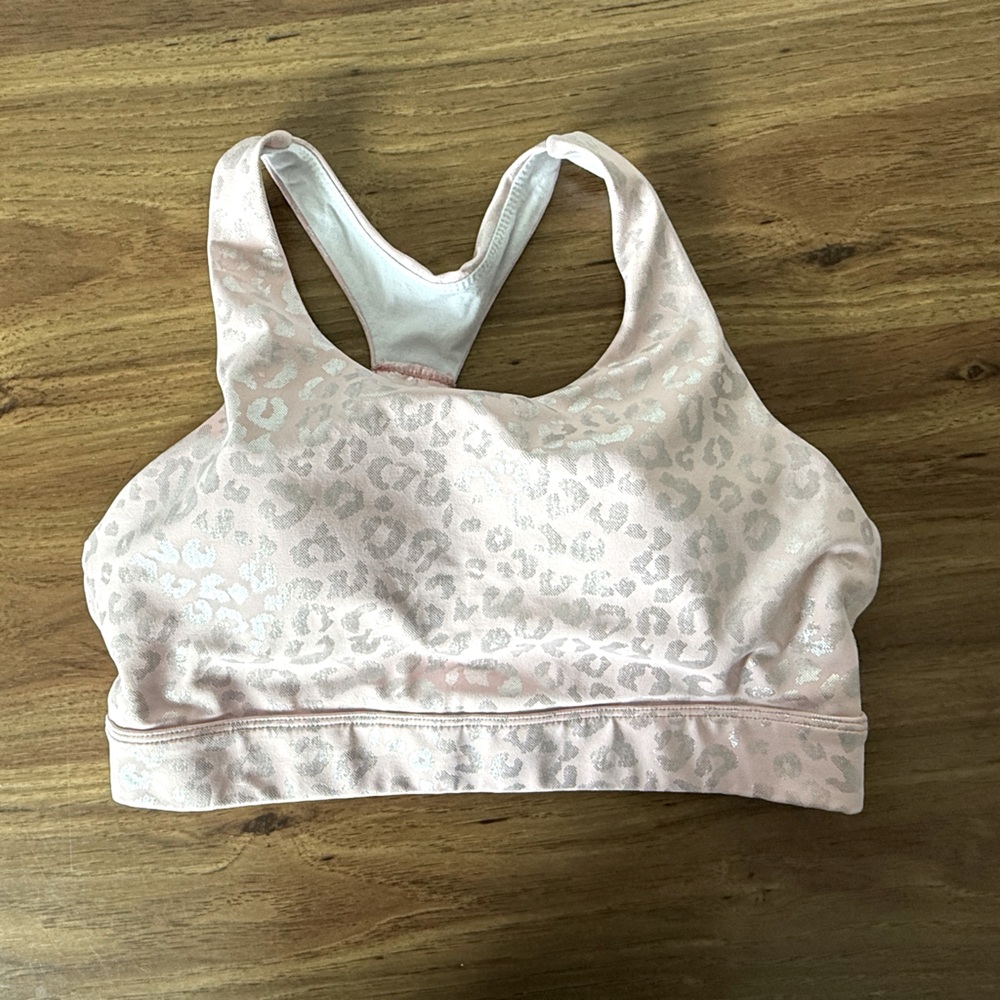 WOD Bottom Light Pink Leopard Print Sports Bra Medium
